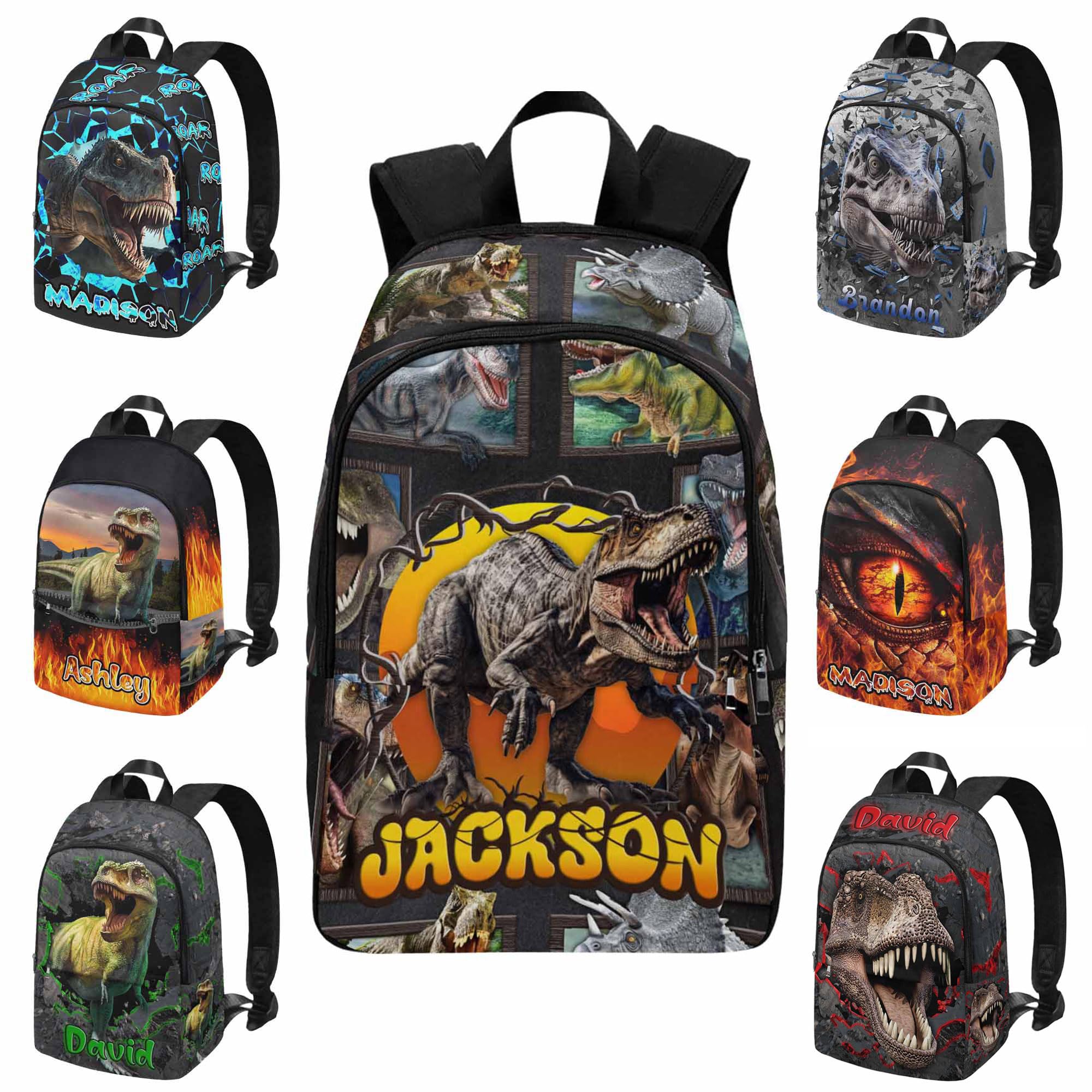 M YESCUSTOM Personalized Backpacks for Boys Custom Dinosaur School Bookbag with Name Elementary Toddler Boys Backpack Multi Children Casual Travel