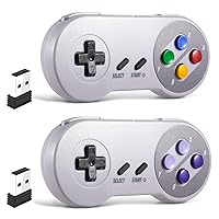 Vista 10 de 2 unidades de controlador USB inalámbrico de 2,4 GHz compatible con juegos de SNES, controlador USB SNES retro para PC clásico super para Windows PC