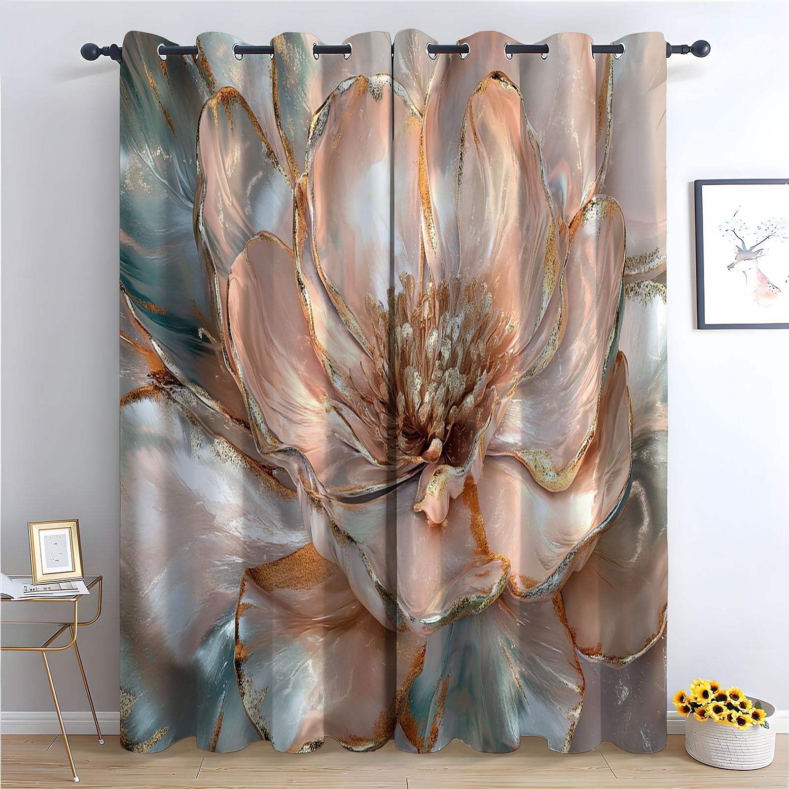 Rideaux occultants contre la lumière du jour paysage de montagne H215 x L100 cm