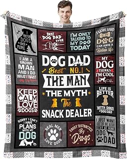 Fathers Day Dog Dad Gifts for Men, Dog Lover Gifts Ideas for Men Throw Blanket 50"X 60", Best Present for Puppy Dads, Present from Puppy to Dad