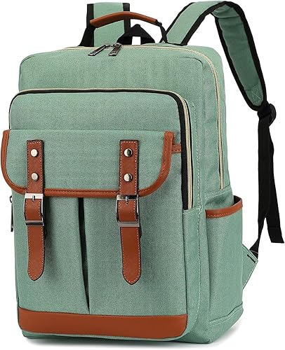 NEOREAL Mochila vintage para computadora portátil, para viajes, universidad, mochila casual de moda para profesores para mujeres y hombres, se Verde