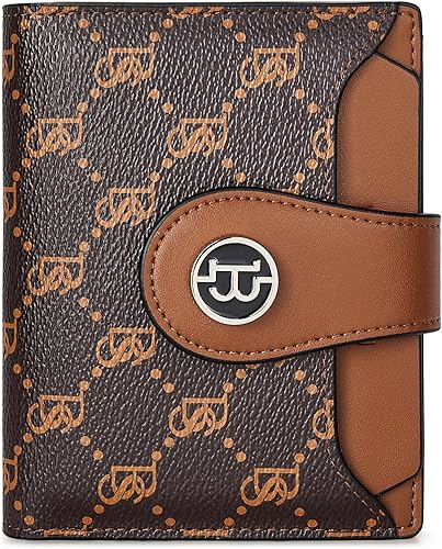 BOSTANTEN - Billetera de cuero para mujer con bloqueo RFID, pequeña, con cremallera, de bolsillo, para tarjetas, con ventana para documento de