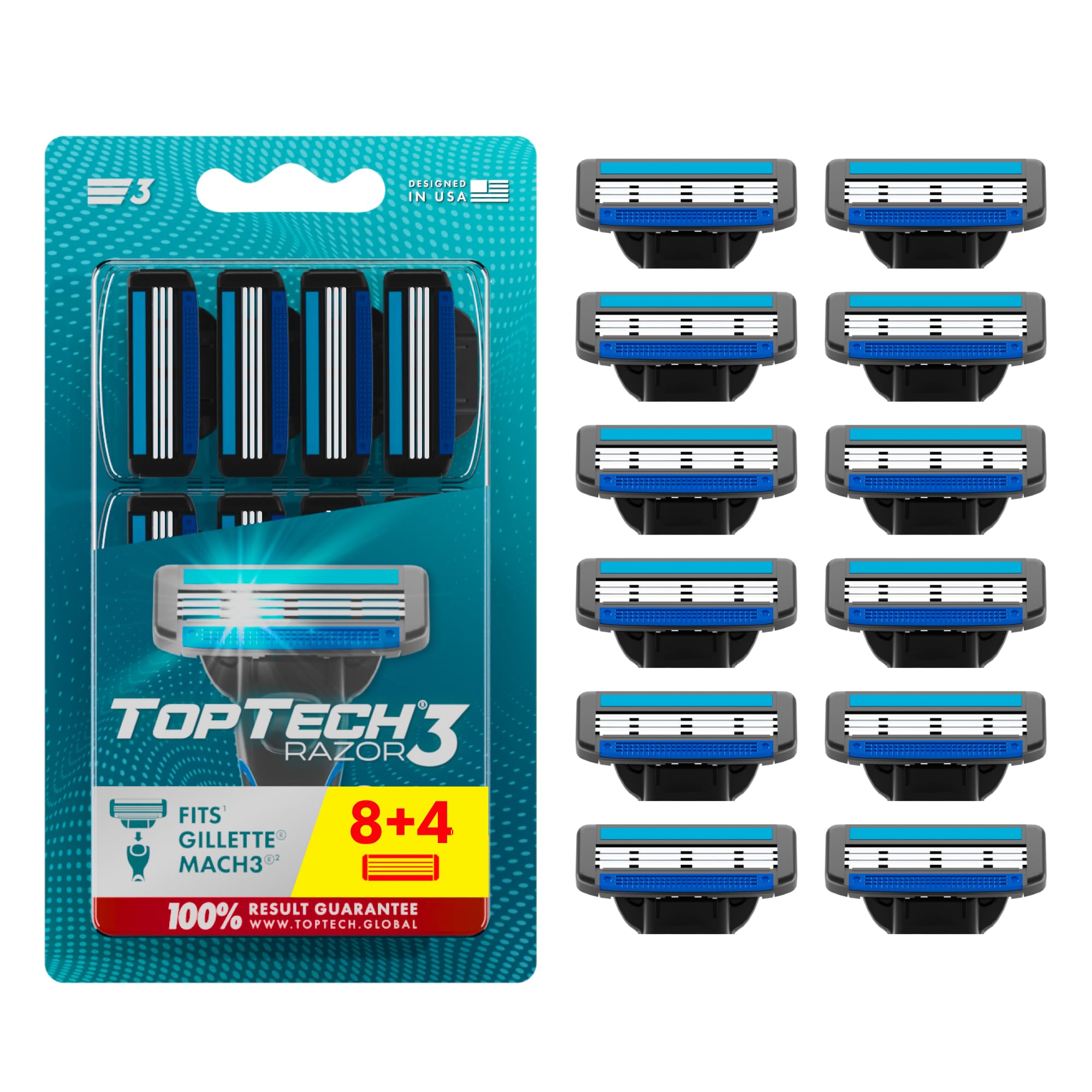 Razor 3 for Men - Replaceable Cartridges for Manual Shaving Razor - 3-Blade Technology Refills - Fits Gillette