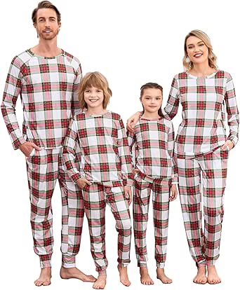 Ekouaer Matching Christmas Family Pajamas Sets Couples X-mas Holiday Pjs for Women Men
