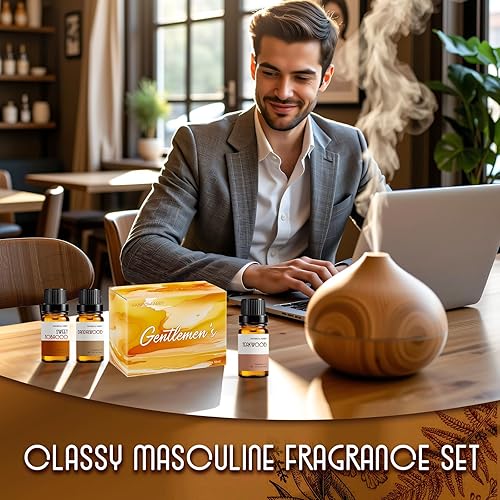 Miniatura 6 de RAINBOW ABBY Juego de aceites aromáticos para caballeros, cuero, ron de laurel, madera de teca, cedro, tabaco dulce, sándalo para aromaterapia para