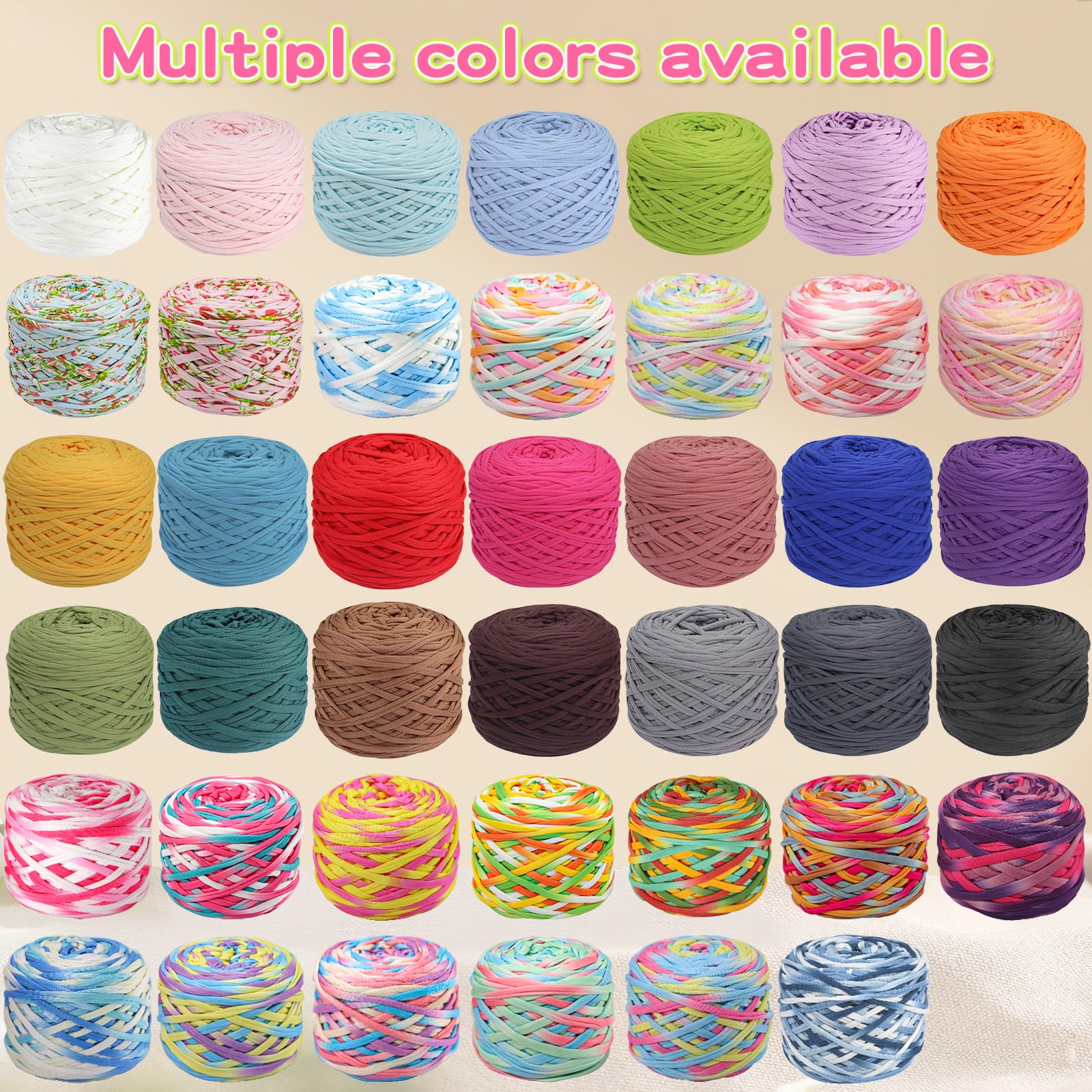 2 hilos elásticos para camisetas de 800 g, tejido de ganchillo para tejer, 130 yardas, hilo grueso para tejer a mano, bolsa de bricolaje, cesta, cojín, proyectos de ganchillo, decoración del | Hilo grueso para tejer tú mismo. Ideal para bolsas de ganchill