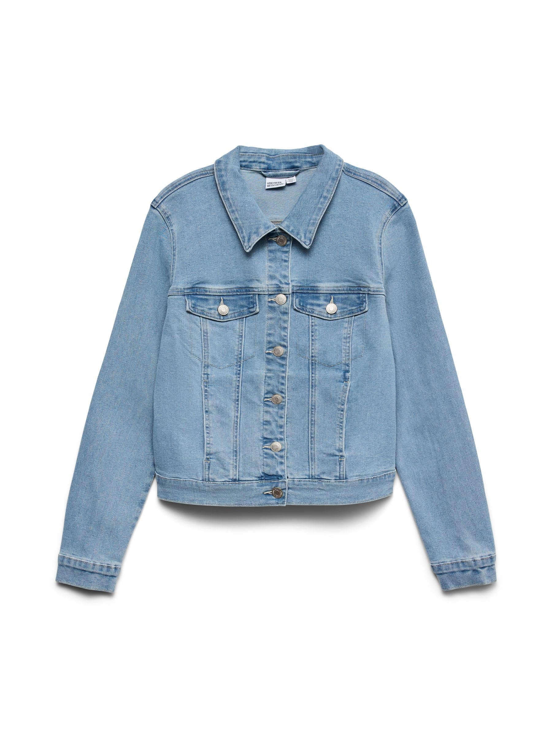 Vero Moda Women's Light Blue Denim Vmluna Ls Slim Dnm Jacket Mix Ga Noos, Light Blue (Light Blue Denim), Xl