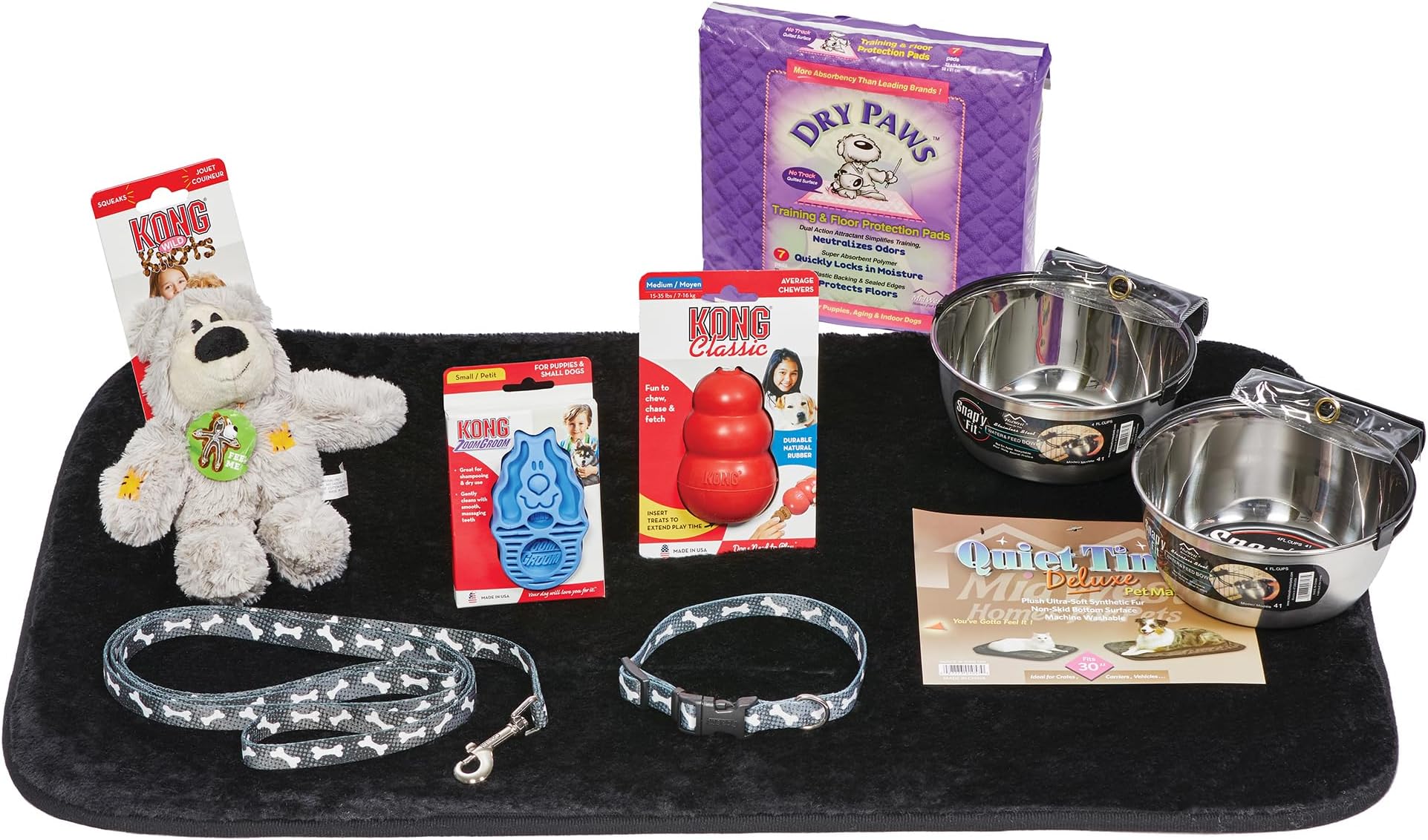 Puppy Starter Kit Medium Dog Breeds, Kit Includes: Kong Classic Toys & Treats | Coastal Dog Leash & Collar | Dog Bowls, Dog Bed & Training Pads
