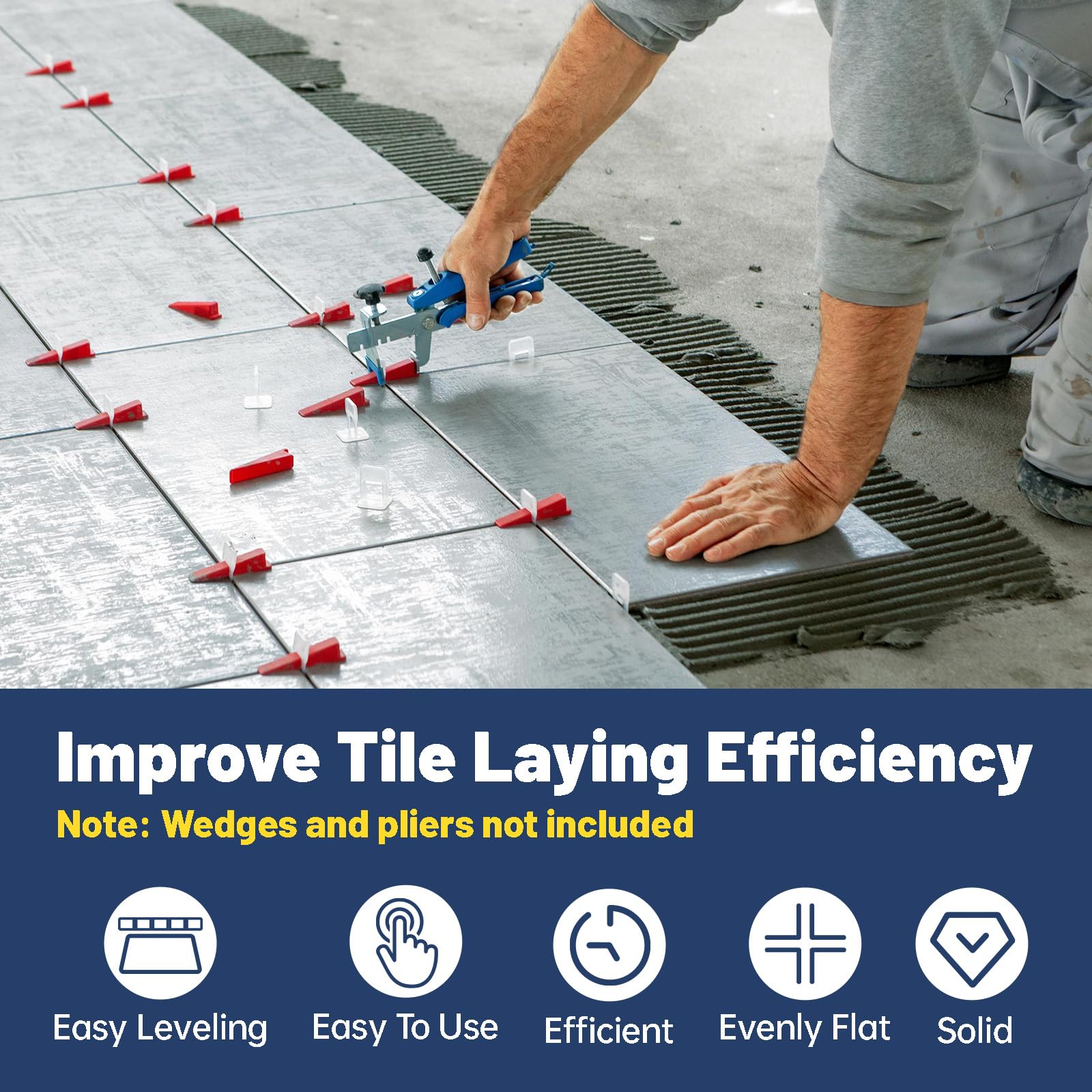 Cuñas Niveladoras Suelo 2mm 1000 Piezas, Sistemas Nivelación Porcelanico 2mm Tile Leveling Clips Niveladores de Azulejos Niveladores de Azulejos Clip Nivelacion, Para Baldosas de 3-15 mm de Grosor