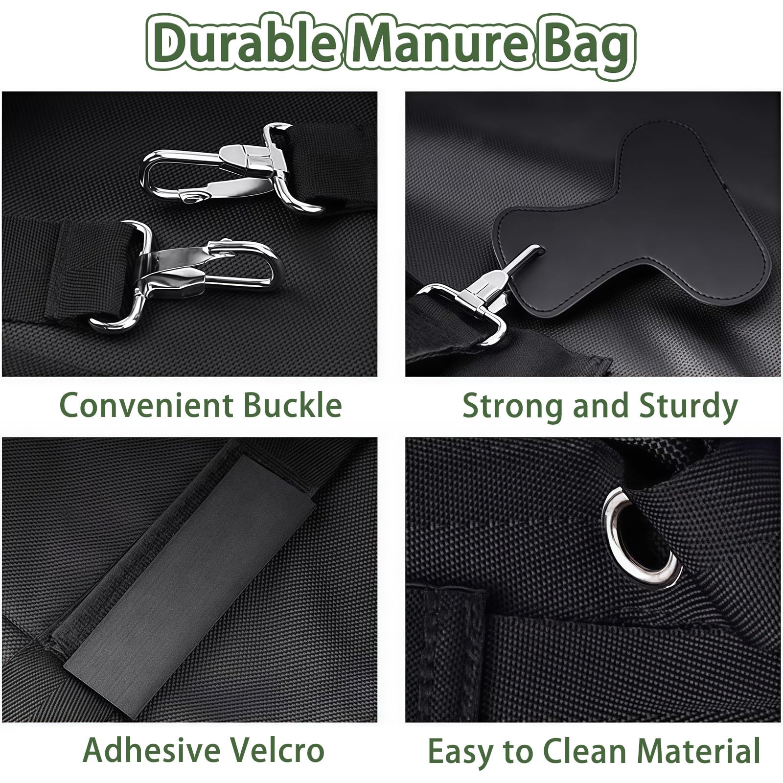 Bolsa de estiércol de caballo, bolsa de recogida de estiércol duradera y reutilizable con accesorio, portátil para equitación, parque y uso urbano, fácil de limpiar