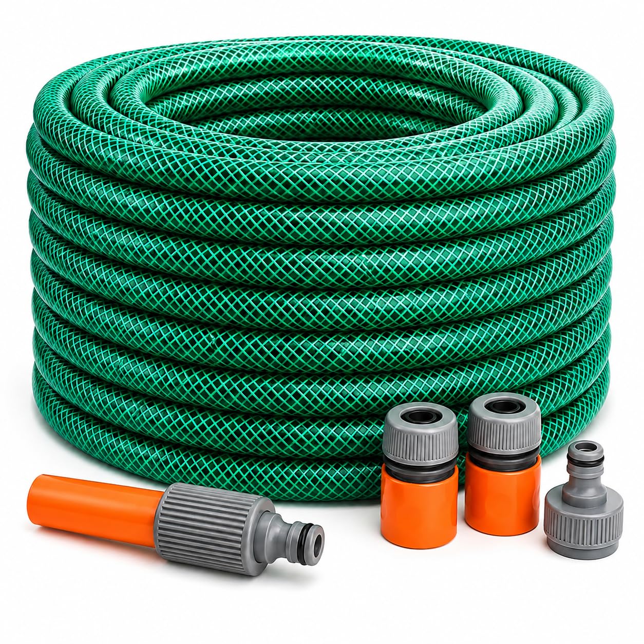 Heavy-Duty PVC Garden Hose Pipe with Spray Nozzle & Universal Fittings – Available in 15m, 20m, 30m, and 50m Lengths – Durable, Weatherproof, Anti-Twist Watering Hose for All Seasons (10 Meters)