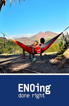 ENO Singlenest Hammock Navy Royal Soft Breathable Fabric 70 Denier High Tenacity Nylon Taffeta Heavy Duty Triple Stitched Fast Dry Compression Stuffsack Aluminium Wiregate Carabiners Weight 454 g