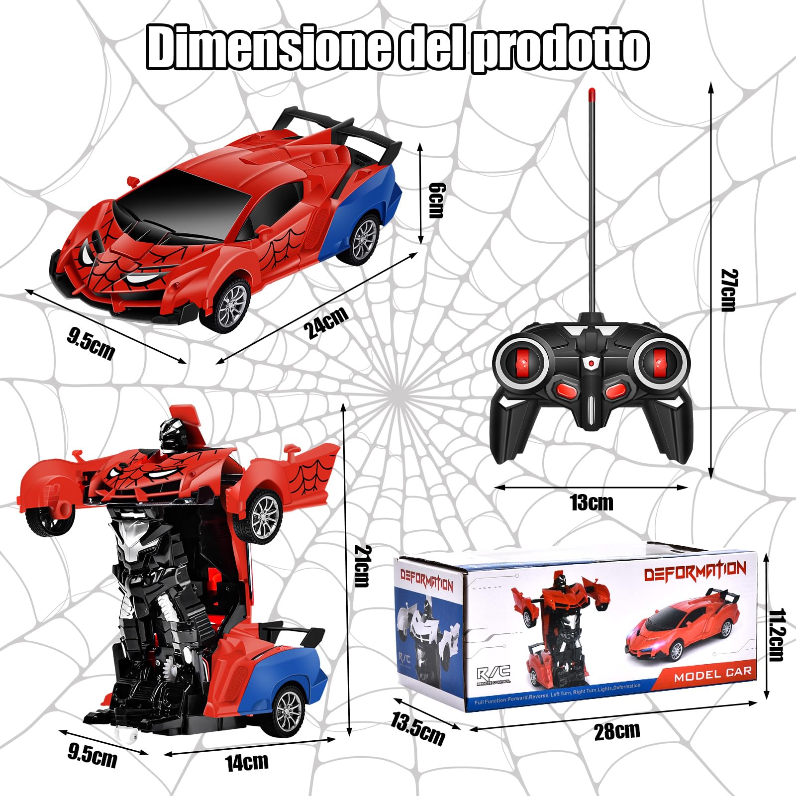 Aragallant Macchina Telecomandata Robot, Auto Robot Trasformabile per Ragazzi e Ragazze 3 4 5 6 7 8 9+ Anni, Macchina Telecomandata RC, Regali di Compleanno e Natale per Bambini