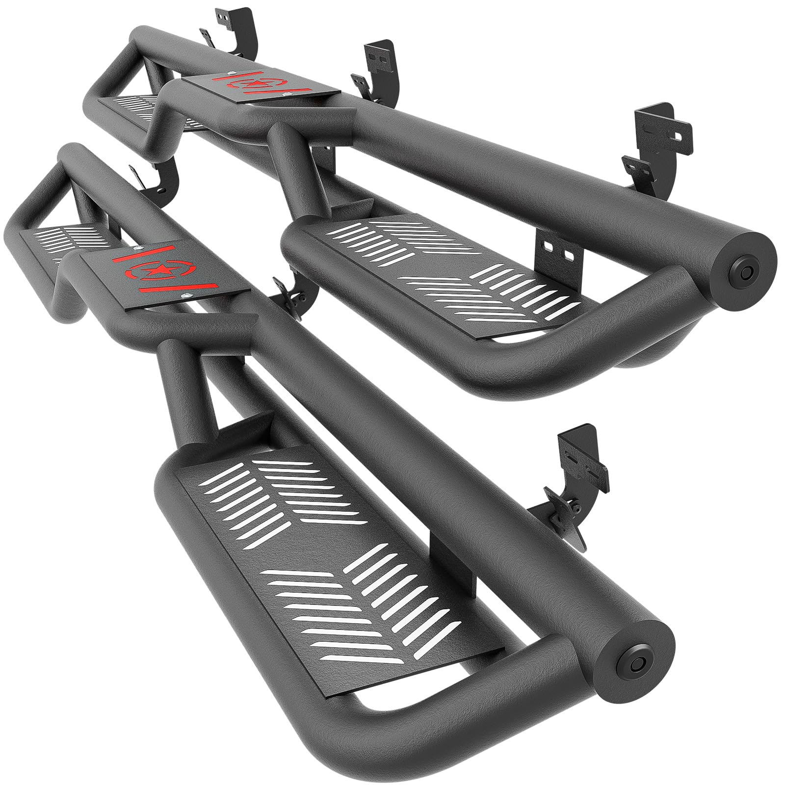 OBNAUX Raised Side Steps Running Boards For Dodge Ram 1500/2500/3500 (2009-2024) - Steel Nerf Bars, Easy Bolt-On