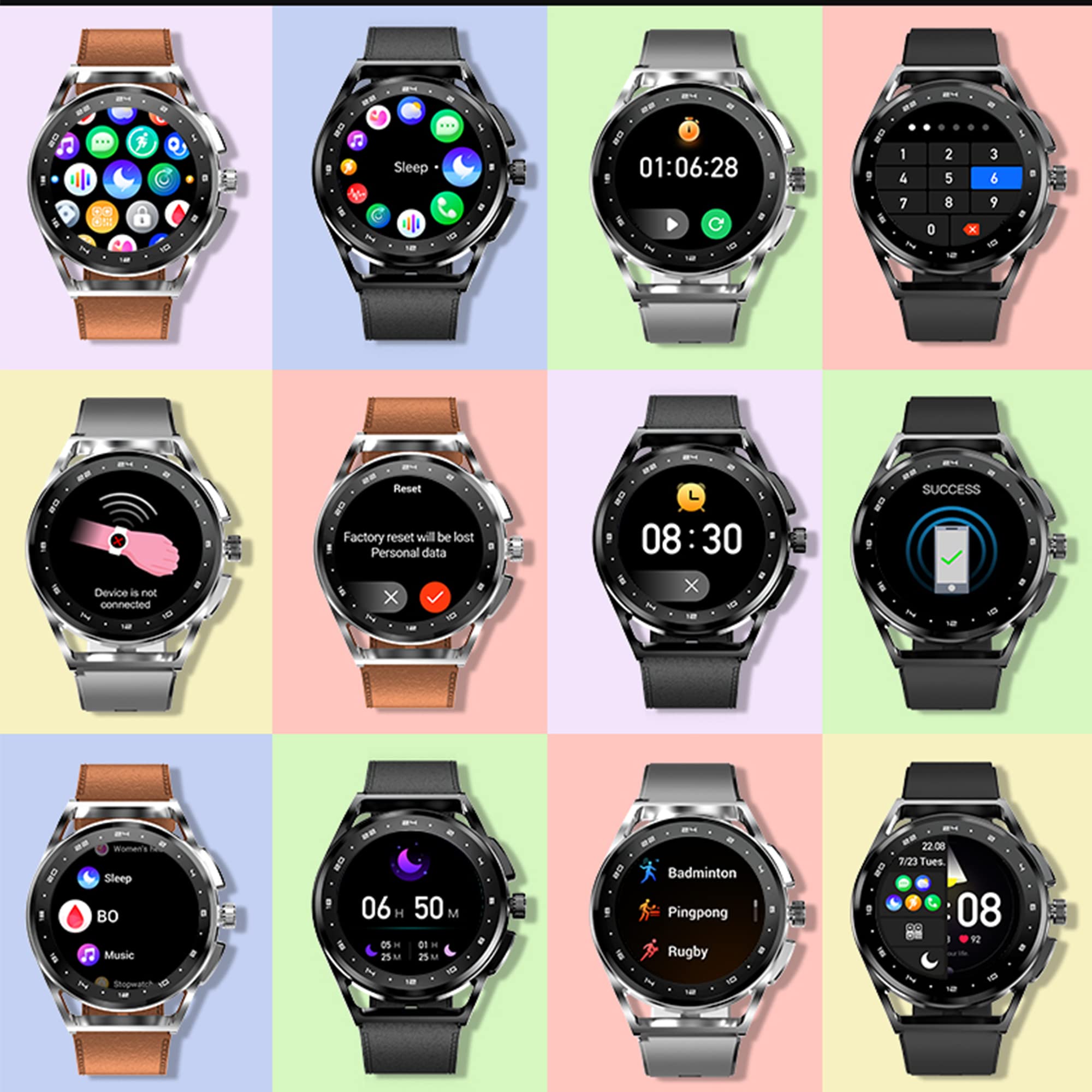 Smartwatch męski z funkcją telefonu, 2022 1,32" HD, ekran dotykowy, zegarek na rękę, smartwatch z Bluetooth, IP67, tracker fitness, SpO2, pulsometr, monitor snu, system Android iOS (czarny)