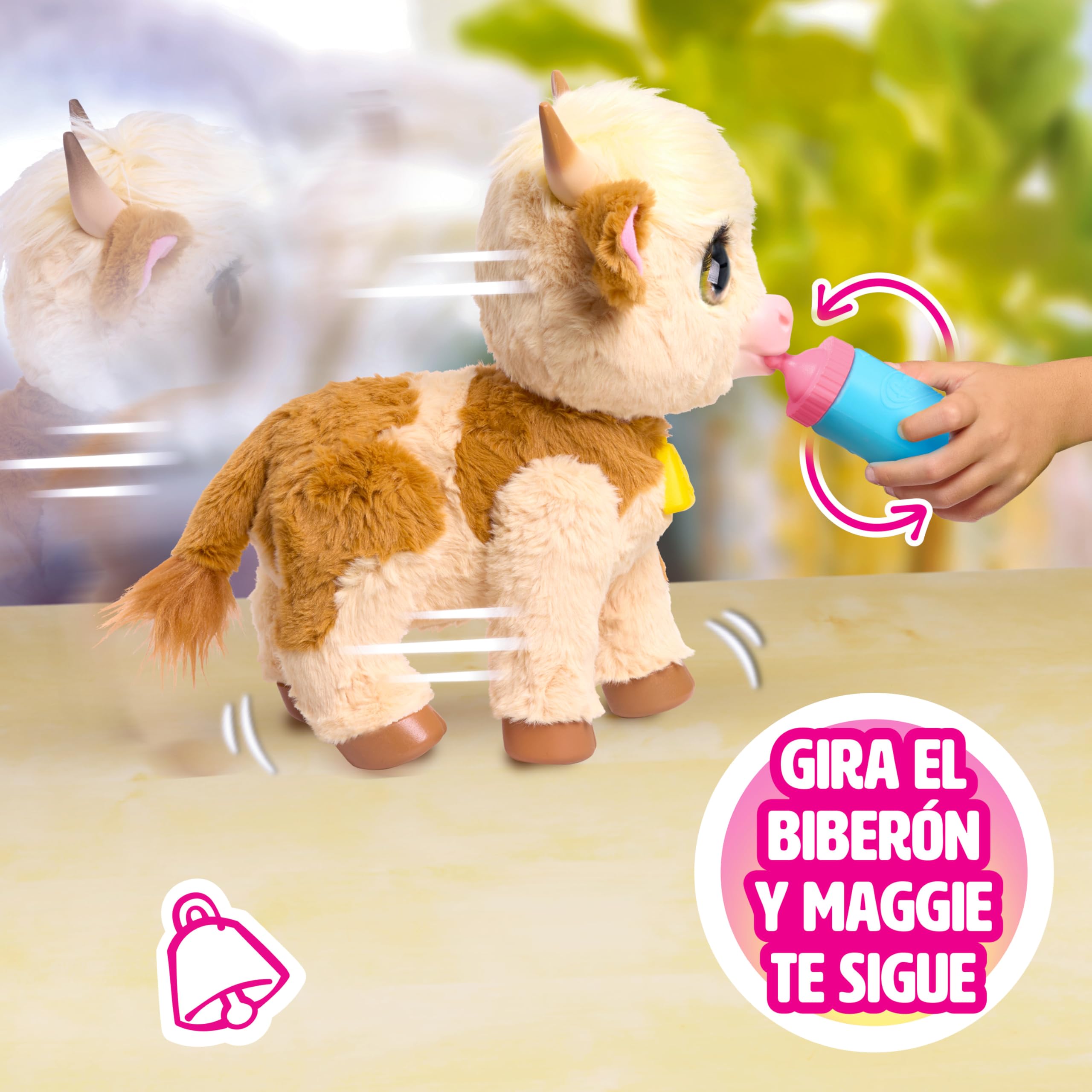 Just Play Juguete Interactivo furReal Maggie la Vaca Que Come y te Sigue, de 27,9 cm, más de 50 Sonidos y reacciones, Animal de Peluche, Juguete para niños a Partir de 4 años