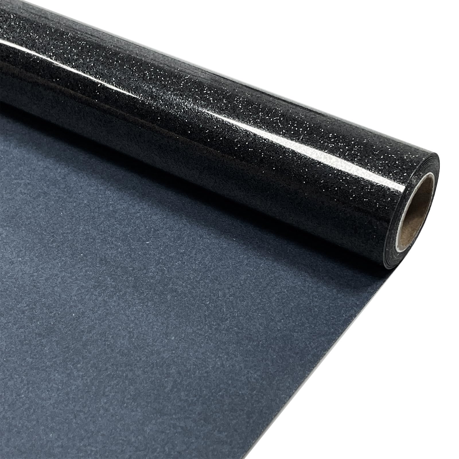 Black Glitter Heat Transfer Vinyl 12" x 5 ft HTV for Shirts, Glitter HTV for All Cutter Machine - Easy to Cut &amp; Weed for Heat Vinyl Design (Black)