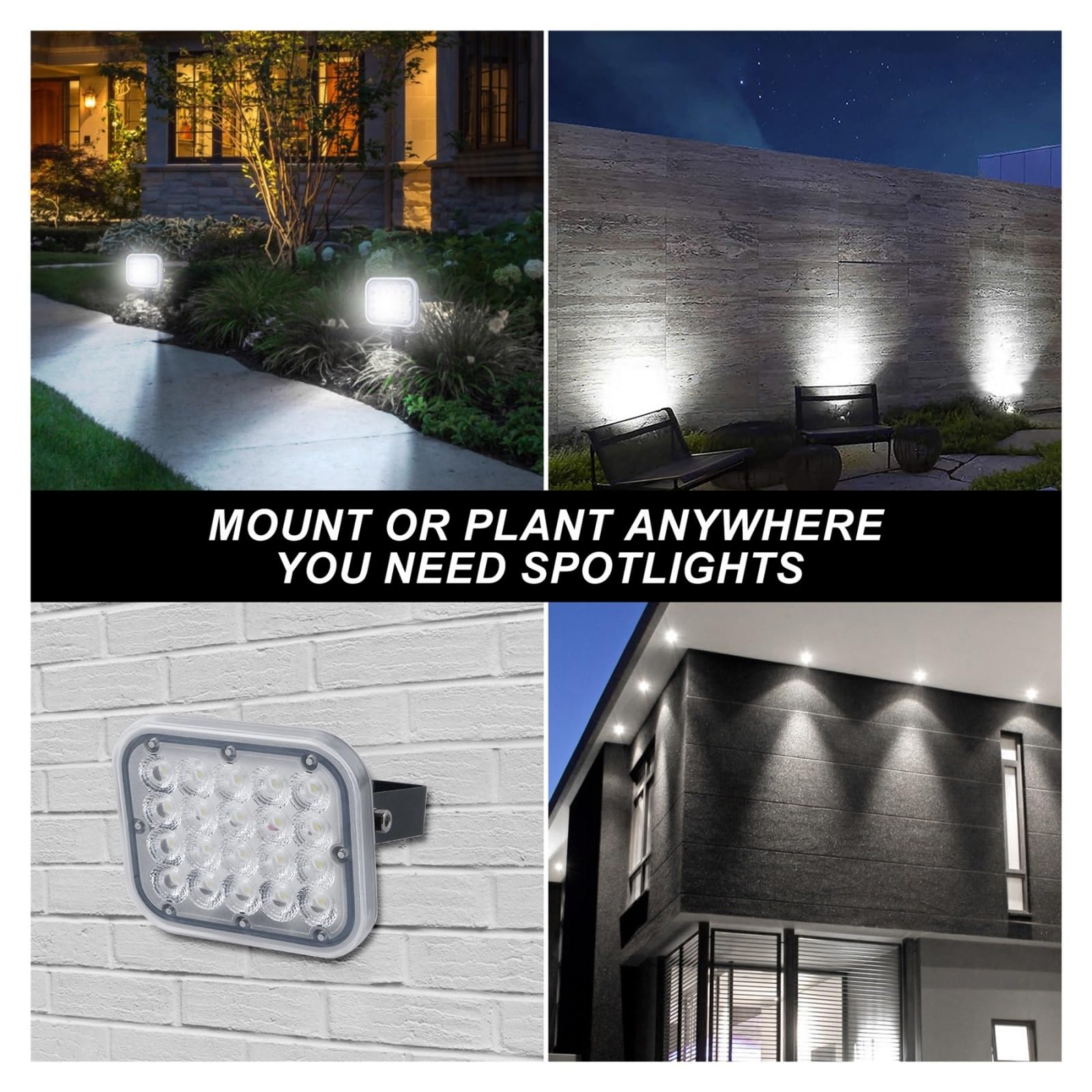 DELURA Focos solares LED 6000k Solar Garden Light Outdoor Solar Powered Spotlight Lámpara De Pared Solar IP65 Luz De Paisaje Impermeable For Jardín El Ahorro de energía