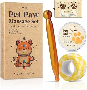 4-in-1 Dog Paw Massage Kit with Natural Paw Balm & Acupressure Stick - Joint Health Support for Senior Dogs & Cats,Improve Mobility and Recovery Reduces Stiffness in Aging Pets