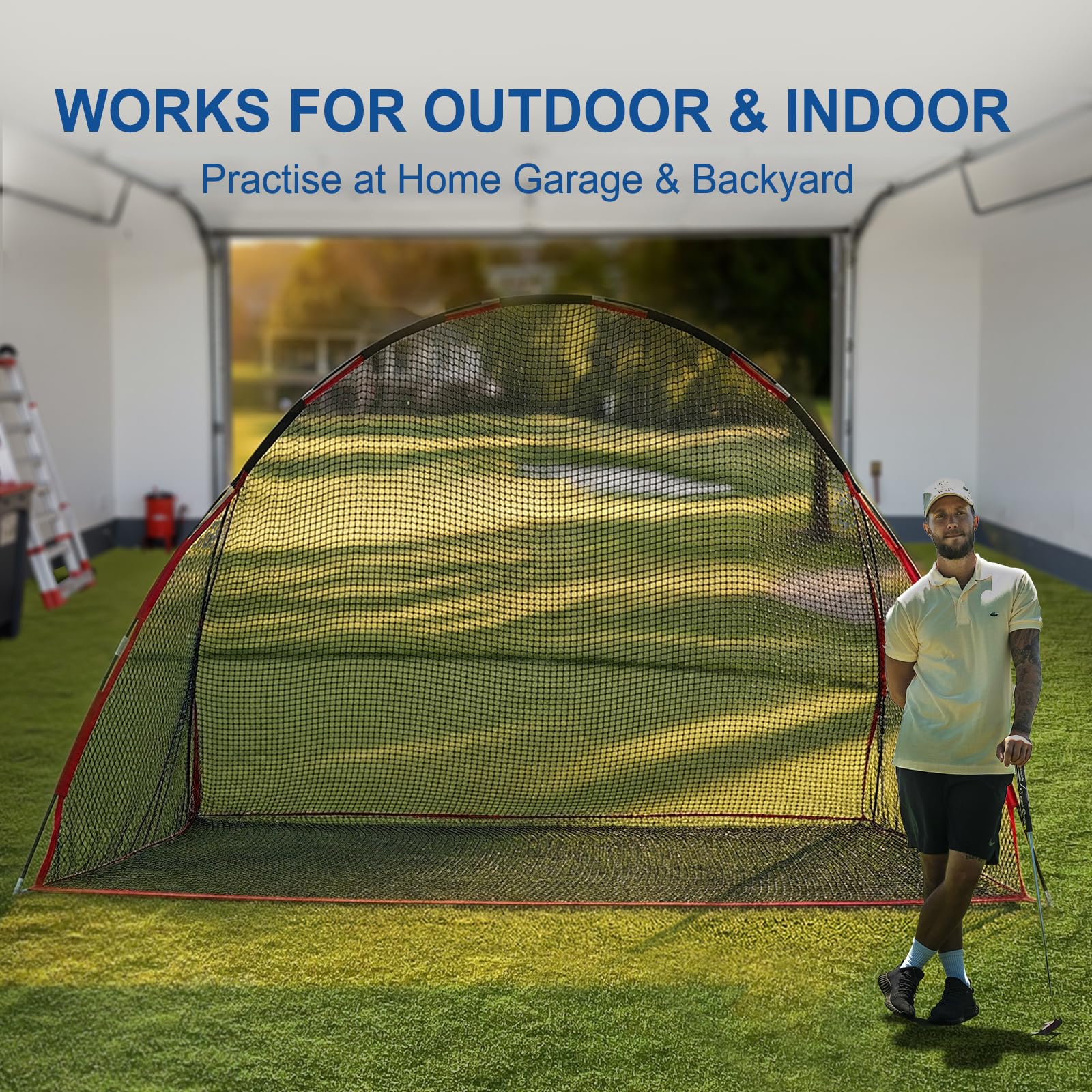 Golf-Netz, 3 x 2,1 m, faltbares Golf-Übungsnetz mit seitlicher Barriere und Tragetasche für Zuhause, Hinterhof, Garage, Übungstraining, Fahren, Chipping Swing