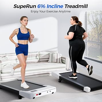 وسادة المشي SupereRun مع منحدر، جهاز المشي تحت المكتب 3 في 1، جهاز المشي المدمج المحمول مع شاشة LED للتحكم عن بعد، آلة الركض الهادئة للمشي بقوة 2.5 حصان للاستخدام المنزلي المكتبي، سعة 300 رطل