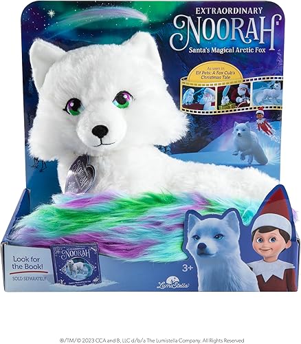Extraordinary Noorah Plush  Peluche de lujo de 9 pulgadas con cola inspirada en las luces del norte, como se ve en Elf Pets A Fox Cub's Christmas
