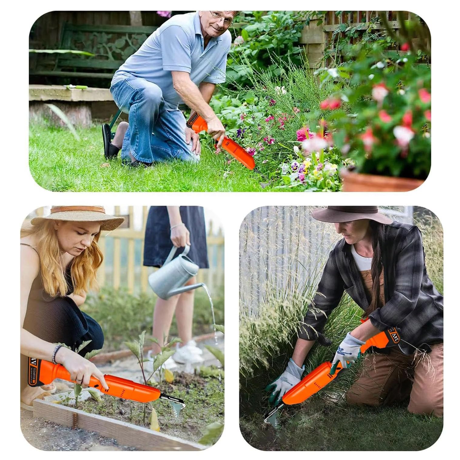 Cultivator Hoe, Manejo De Cava Eléctrica, Herramienta De Jardín Cultivador con Batería De Litio Recargable Y Poste Telescópico, Herramientas De Jardinería Y Rastrillo, para Aflojar El Suelo