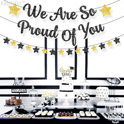 Miniatura 5 de KatchOn, Cartel con purpurina We Are So Proud of You  10 pies, No DIY  Cartel de graduación 2023 para decoraciones de fiesta de graduación 2023