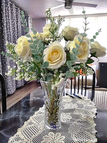 Miniatura 7 de WEISPARK Ramo de flores artificiales de eucalipto, hojas y aliento de bebé, 20 piezas de flores artificiales de gypsophila y eucaliptos de