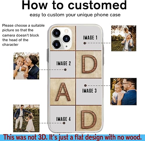 Miniatura 2 de CASEZILY Funda personalizada para teléfono con múltiples fotos, collage personalizado para papá, abuelo, hombres, compatible con iPhone 15, 14, 13,
