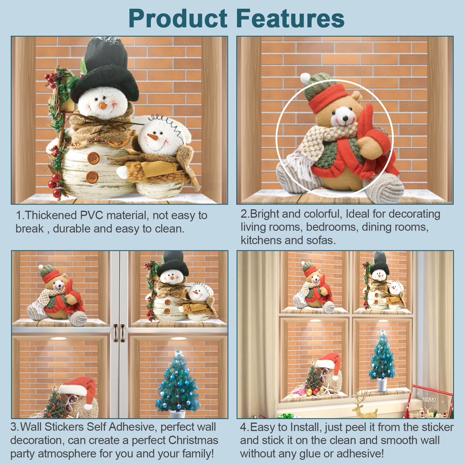 3PCS Weihnachtsaufkleber, 3D Wall-Breaking Santa Cl Produktbild-Vorschau 7