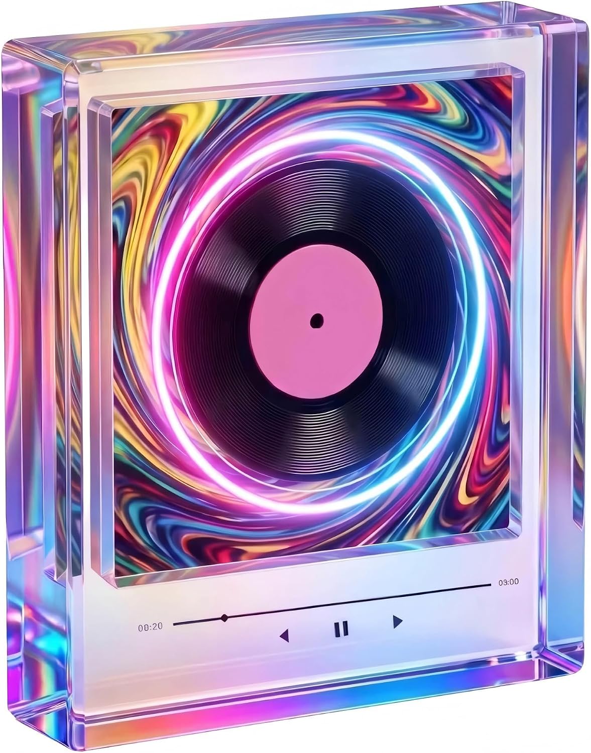 Retro Music Refrigerator Magnets with NFC Programmable Player Set,9 Pcs Vintage Vinyl Record Fridge Magnets,128MB Mini Jukebox with LED Light for Home Office Decor