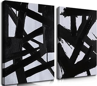 12 Built In Shelves Decor Ideas Living Room for Clean Stylish Storage 8 Black And White Abstract Canvas Wall Art Set of 2, Hand Black Graffiti P...