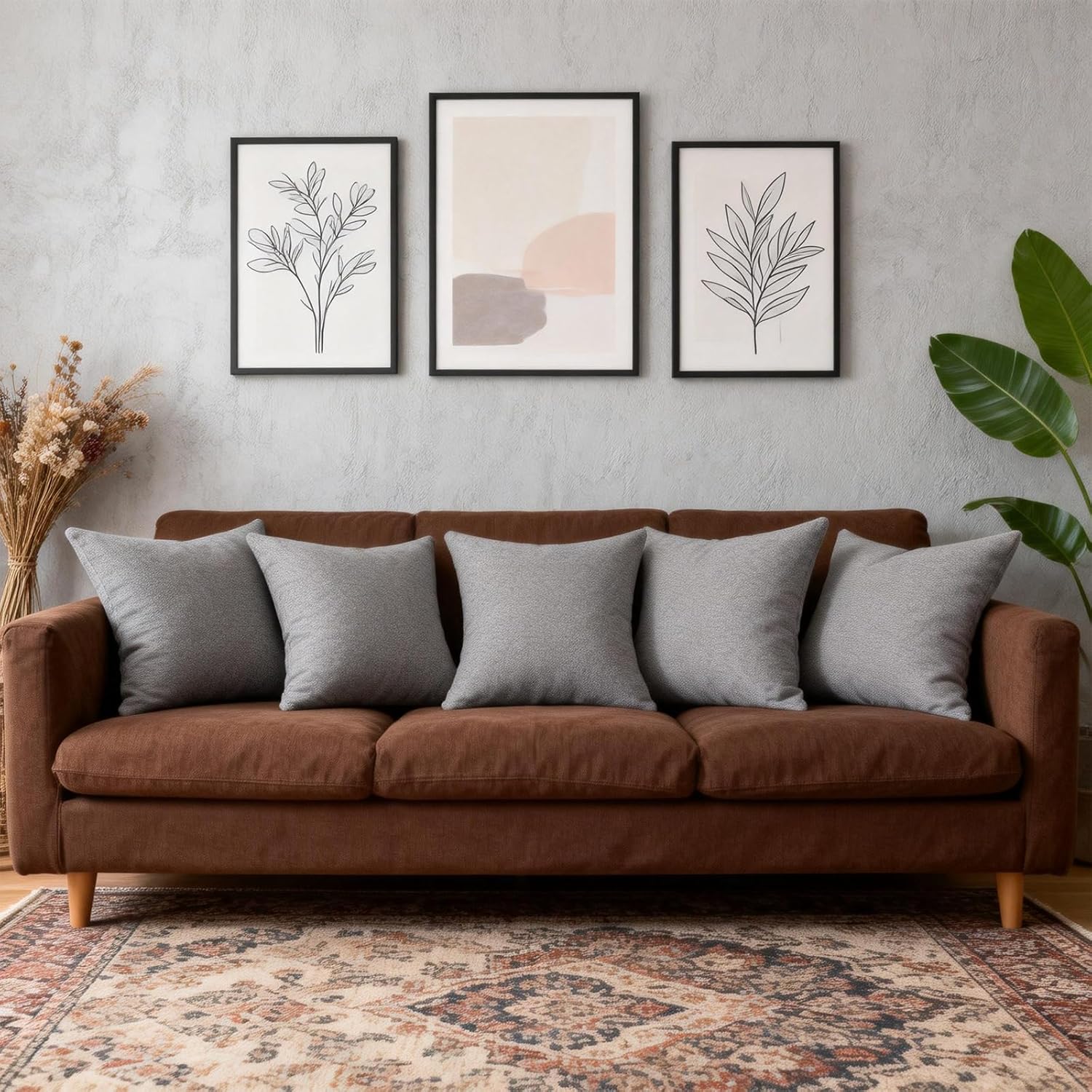 Throw Pillows with Inserts Included, 18x18 Couch Pillows,Throw Pillows for Couch,Blue,2 Pack,Light Gray