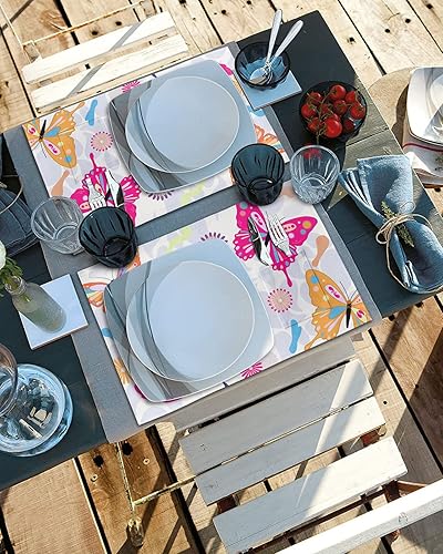Miniatura 4 de Boho Butter-Fly Table Placemats for Dining Table Set of 6,Cotton Linen Cloth Kitchen Place Mats with Pocket,Washable SquareRectangleRoundOblong