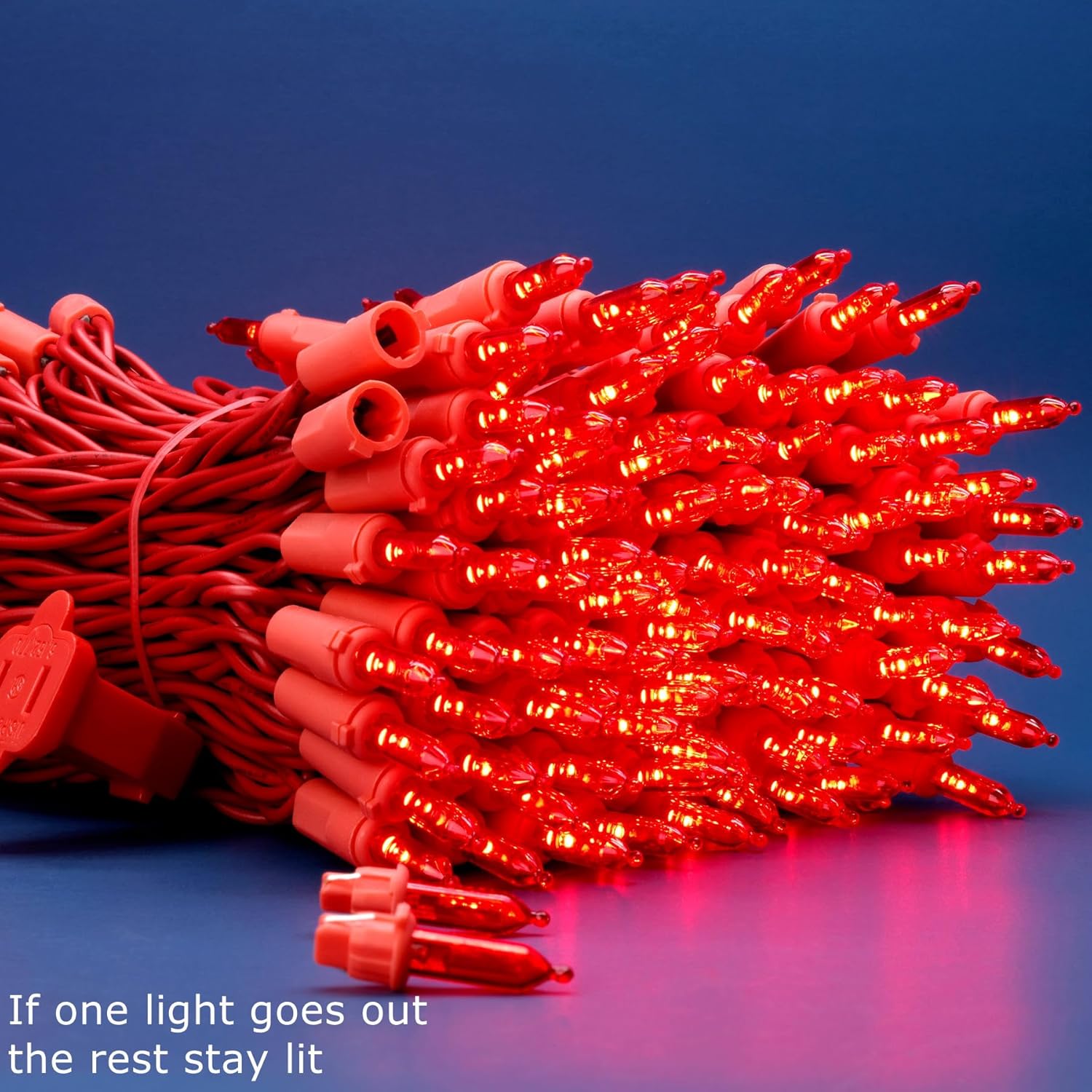 200 Red LED Christmas Lights with Red Wire, Pack of 2 Sets 33 ft 100 Count UL Certified Commercial Grade String Light