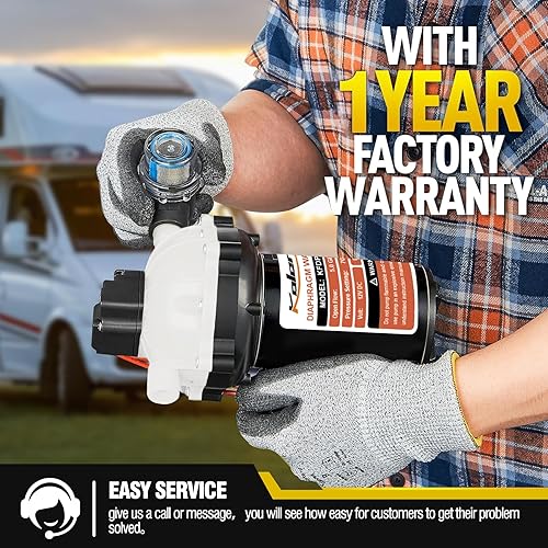 Miniatura 6 de Versión mejorada Bomba de agua RV serie 51, bomba de agua dulce de 7.0GPM 70PSI 12V con interruptor de presión resistente y colador para RV, marina,