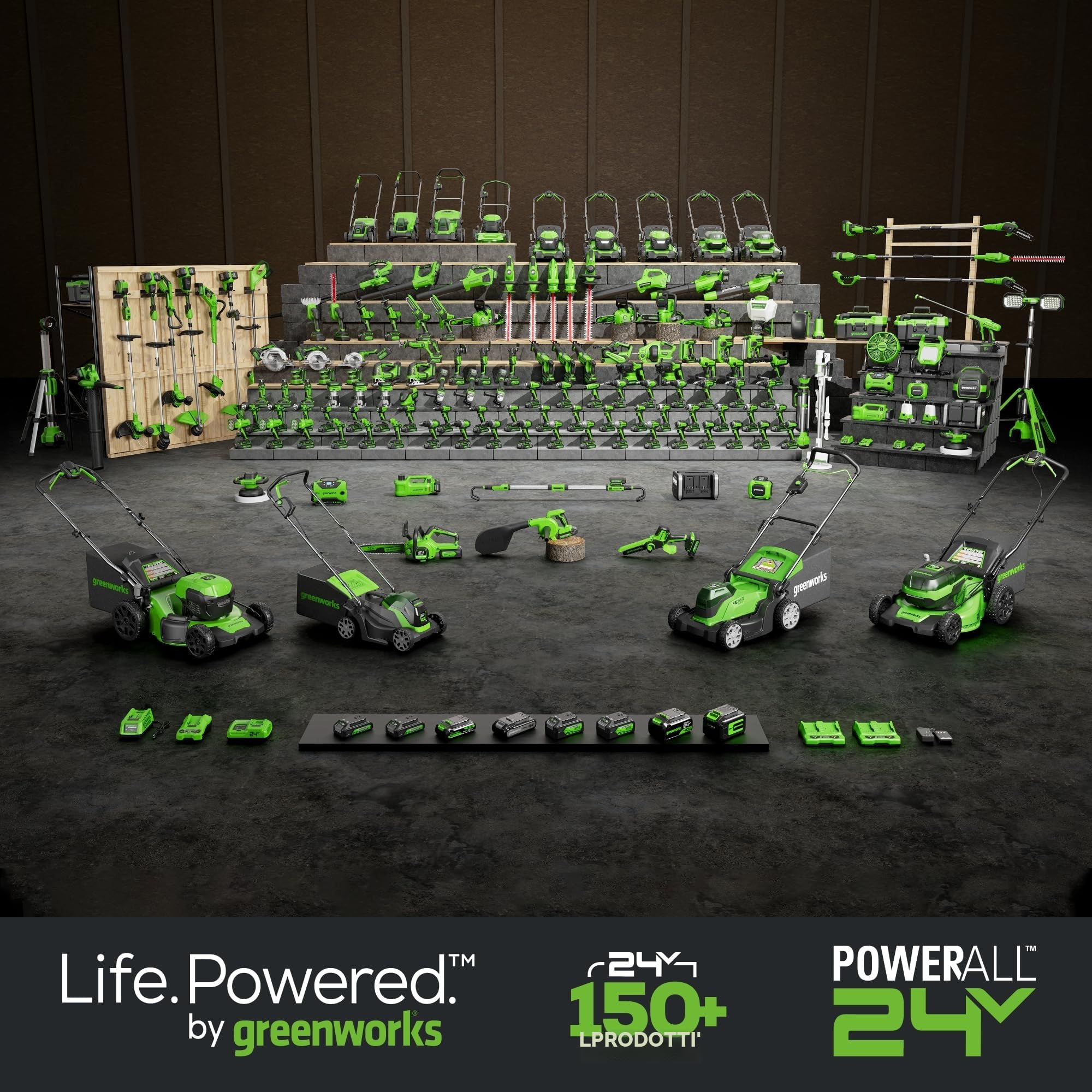 Greenworks Batteria da 24V 2Ah - Potente Batteria agli Ioni di Litio da 24V Originale Greenworks, Design Leggero con Indicatore LED dello Stato di Carica a 3 Livelli, Garanzia 2 Anni - G24B2