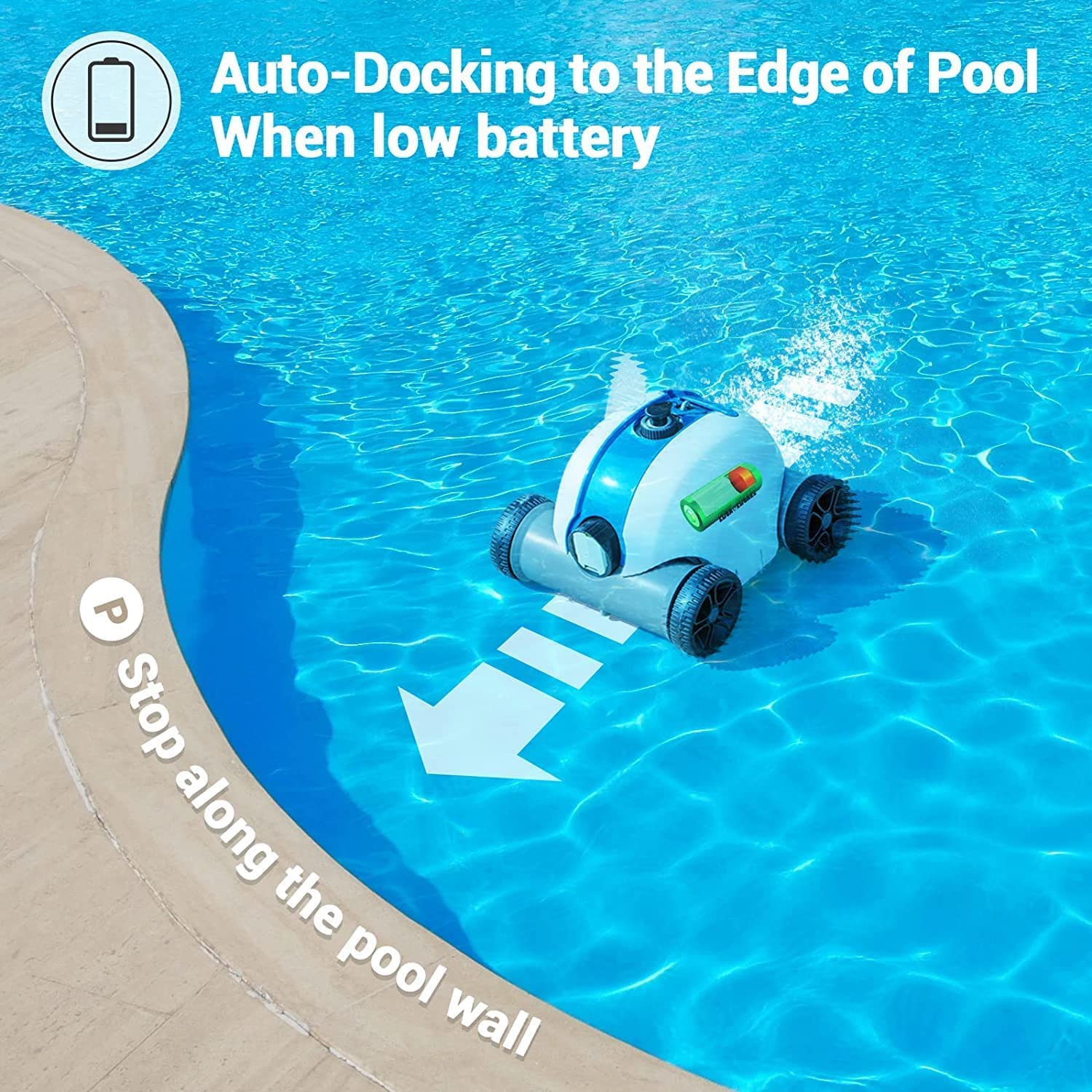 Cordless Robotic Pool Cleaner, Automatic Pool Robot Vacuum with 6090