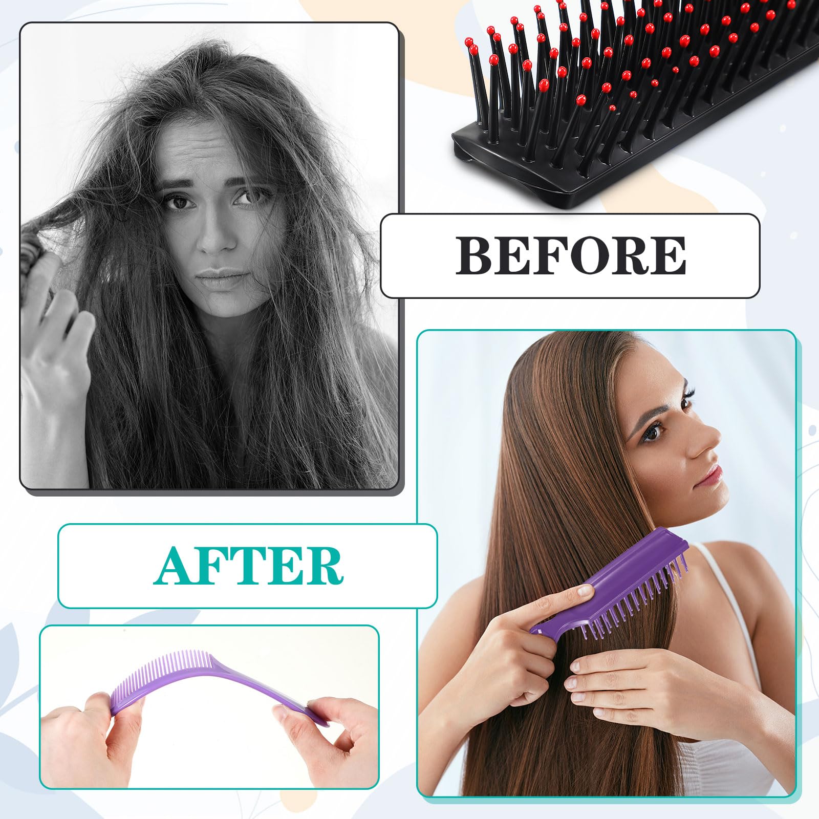 Baderke Juego de 200 cepillos de pelo a granel para personas sin hogar envueltos individualmente, peines anchos para cabello rizado, adecuado para mujeres y hombres, refugio, enfermería, hotel,