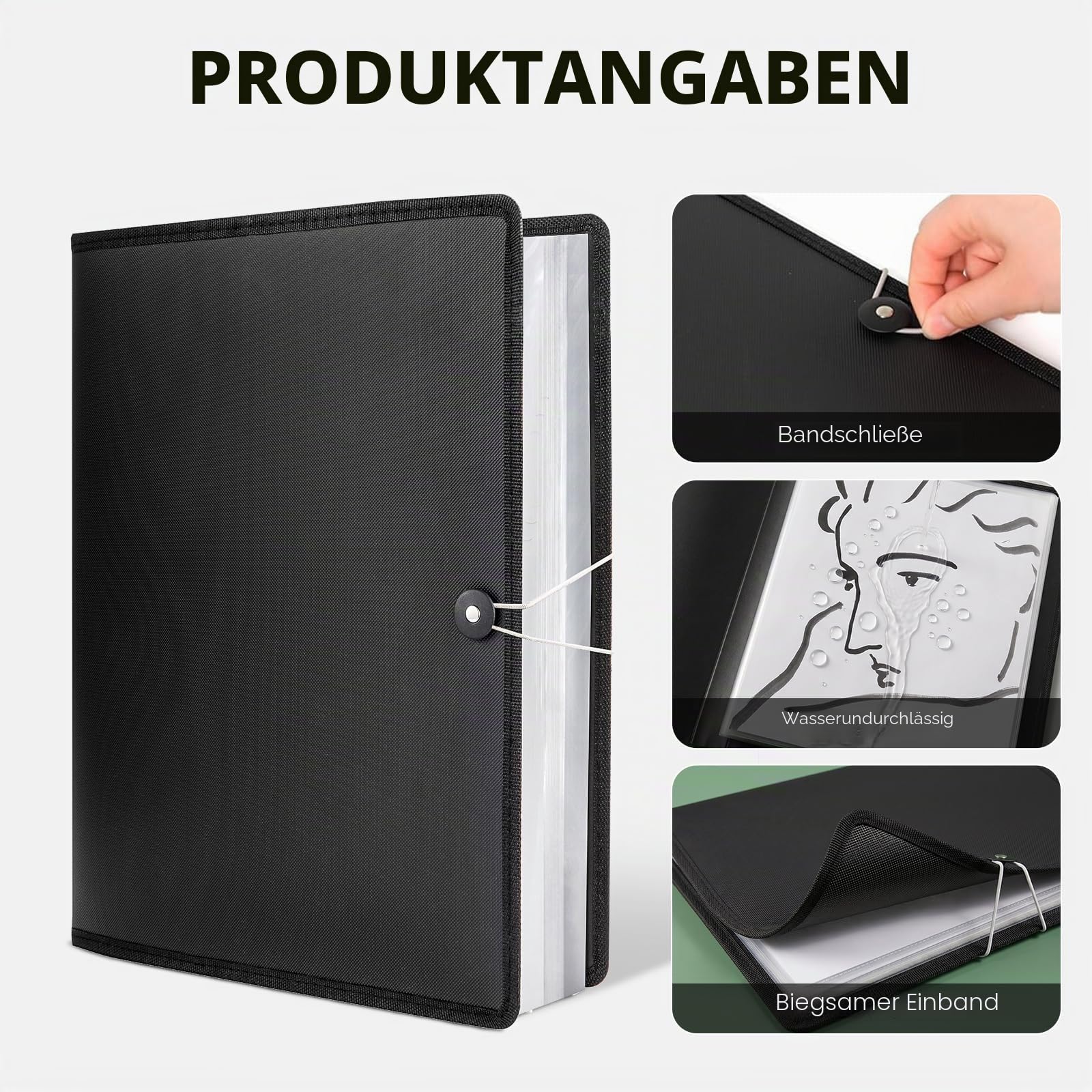 Nicpro Große Kunst-Portfolio-Mappe, 45,7 x 61 cm, 30 Taschen, 60 Seiten, Künstler-Portfolio-Mappe mit transparenten Kunststoffhüllen, Präsentationsaufbewahrungsbuch für Künstler, Kunstwerke, Zeichnen