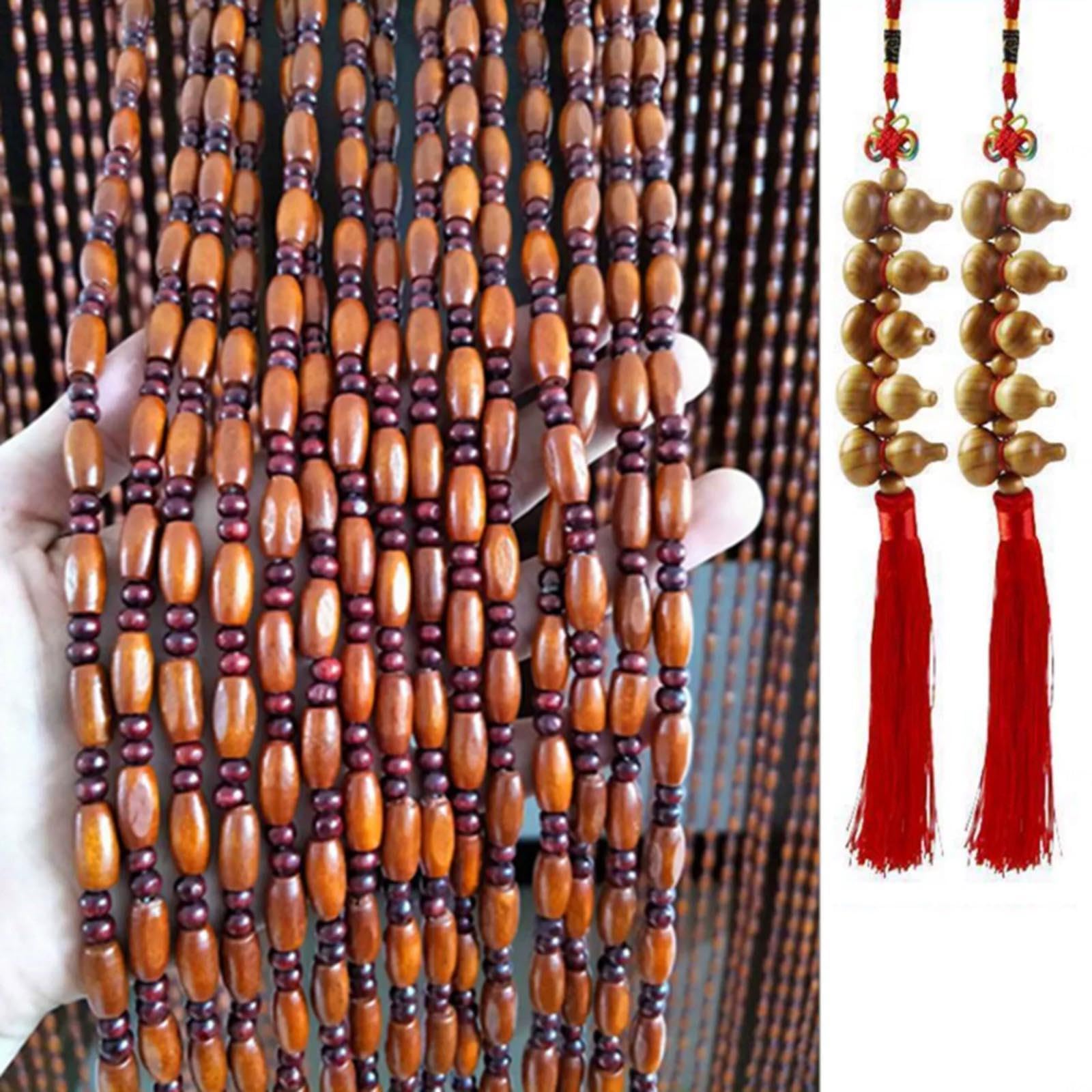 Jolan Rideau De Porte Perles Bois,Rideau De Porte Perles 60×180cm 80×180cm 90×200cm 110 * 200cm 120×200cm,Brins Rideaux De Perles Suspendus,Rideaux De Panneaux De Anti Mouche,W×H-45strands(90×200cm)