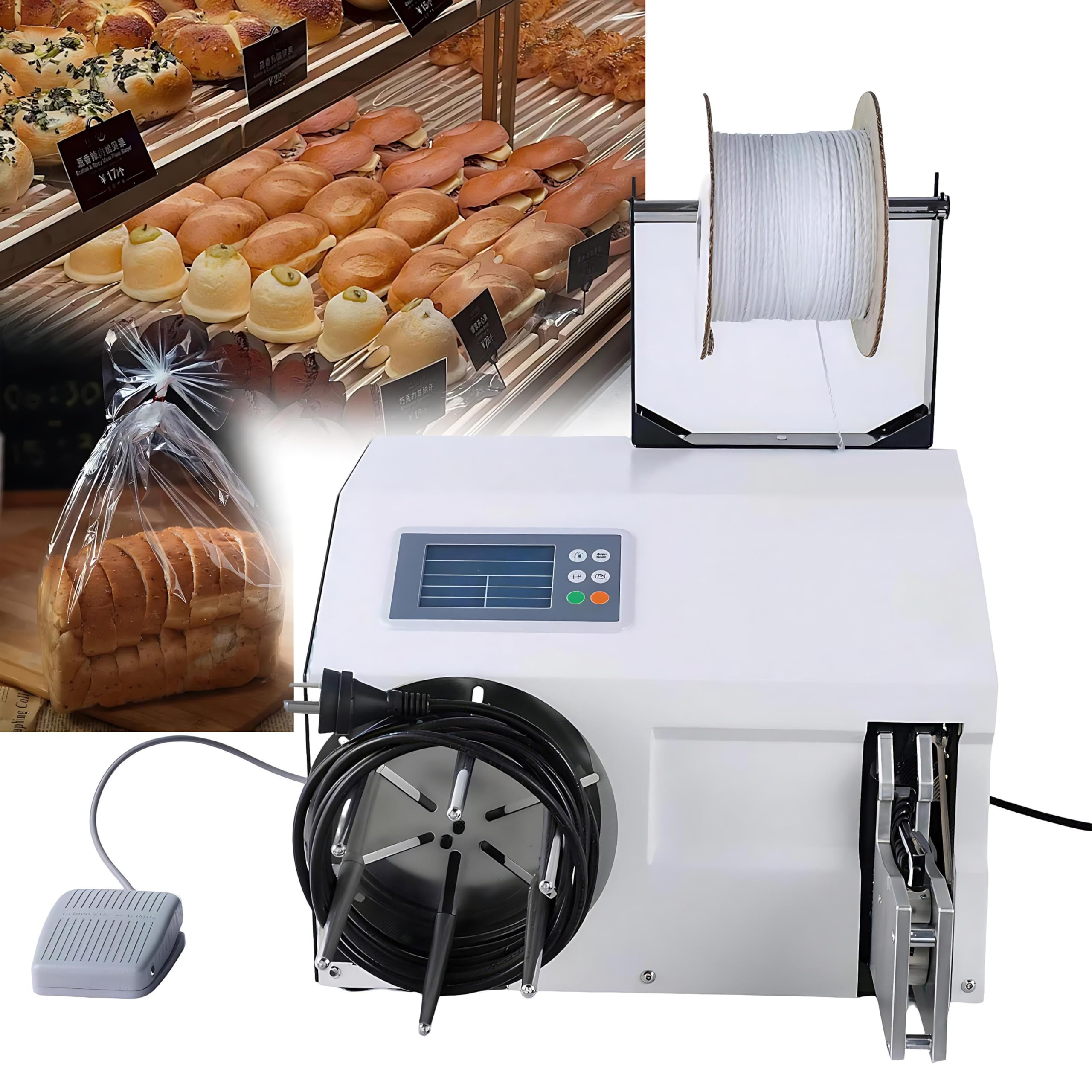 QIUNAOZI Digital Screen Cable Tying Machine, Automatic Twist Tie Machine for Food, Includes 1 roll of cable ties, Sensor Binding, for Food,Crafts,Stationery WireWindingandTyingMachine