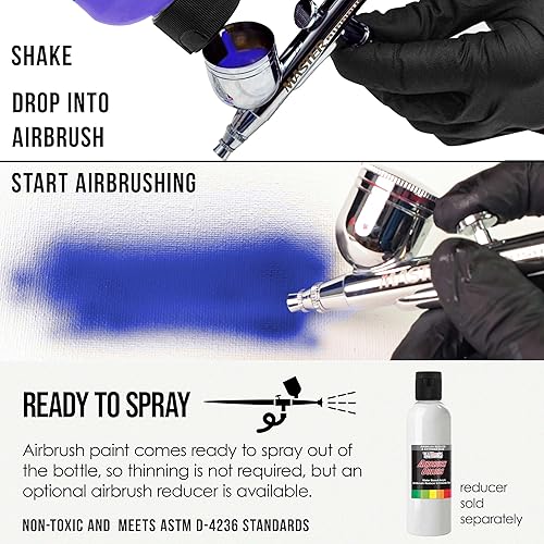 Miniatura 3 de US Art Supply Pintura acrílica para aerógrafo con efecto especial perlado 8 onzas