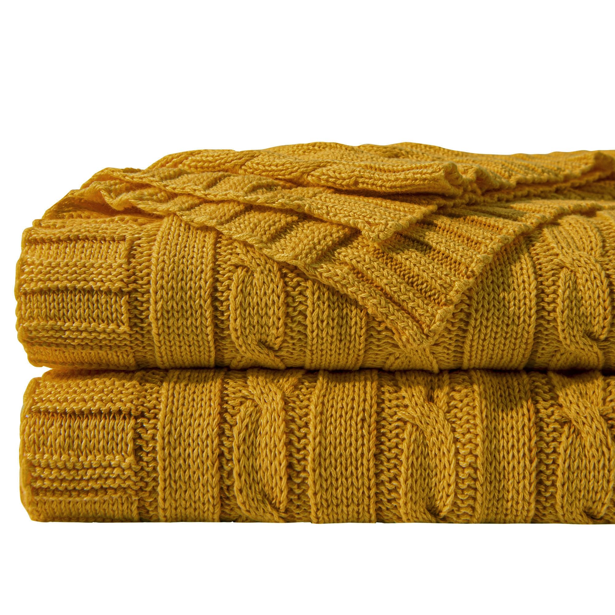 NTBAY 100% Pure Cotton Twin (60x80) Cable Knit Throw Blanket, Super Soft Warm Knitted Blanket for Bed, Sofa, Chair, Couch - Extra Cozy, Machine