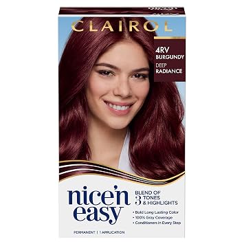 Clairol Nicen Easy Permanent Hair Dye, 4RV Burgundy Hair Color, Pack of 1