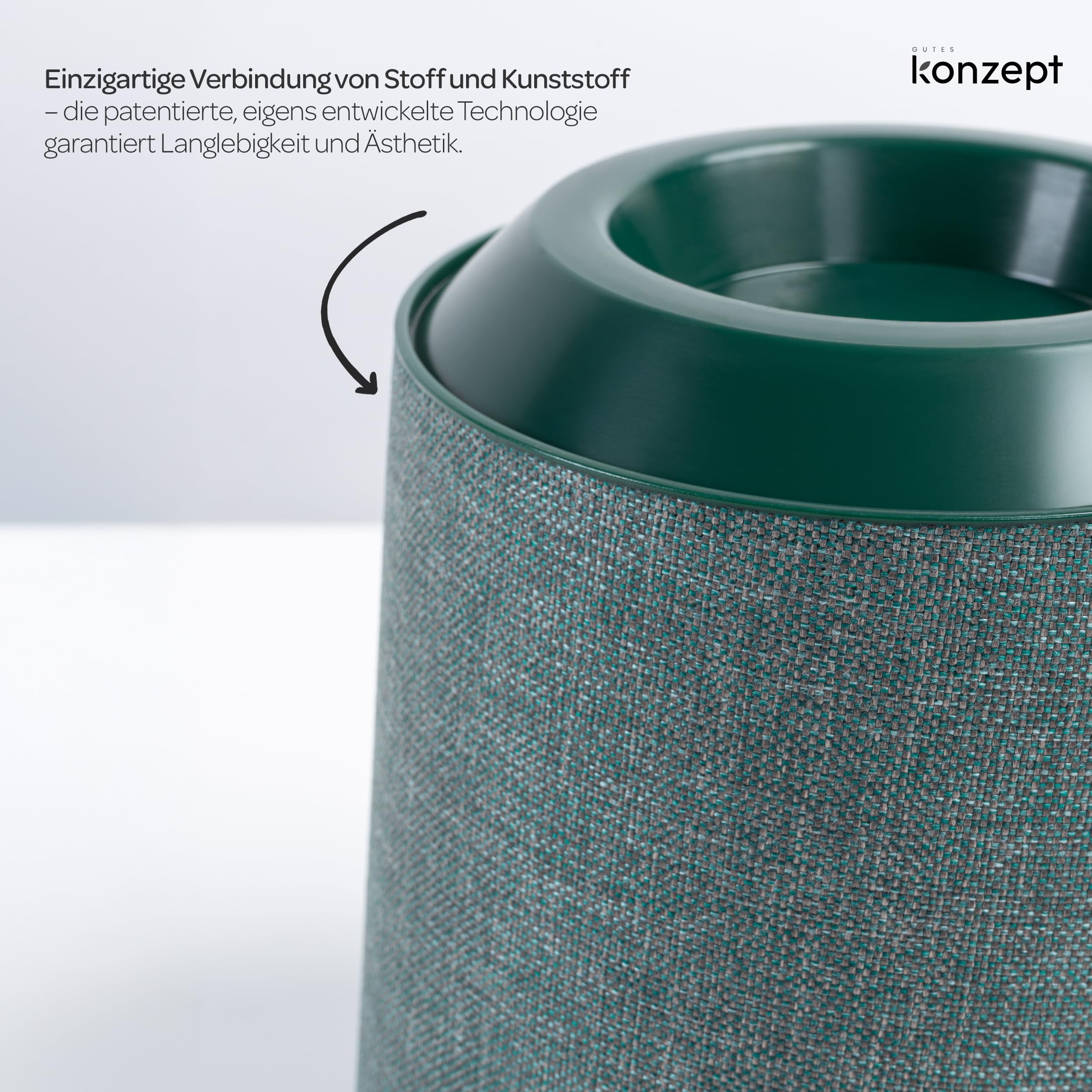 KONZEPT Juego de 2 macetas con aspecto textil, diámetro de 25 cm, macetas grandes para plantas de interior de plástico, color verde