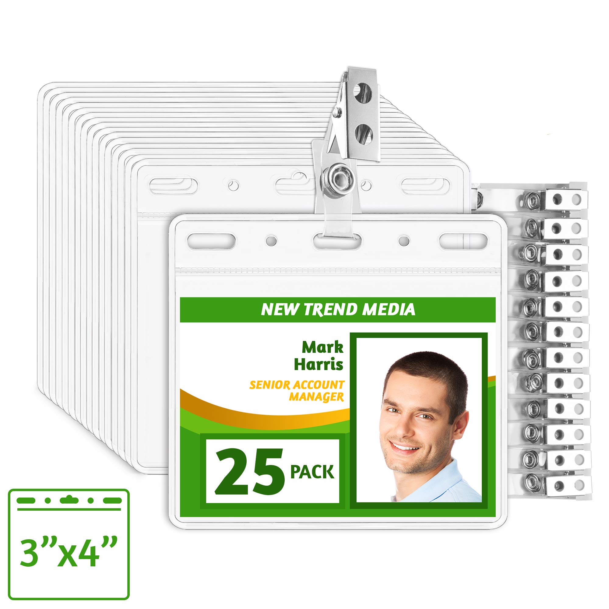 Buy EcoEarth 3x4 Top Load Horizontal PVC ID Badge Holder with Metal