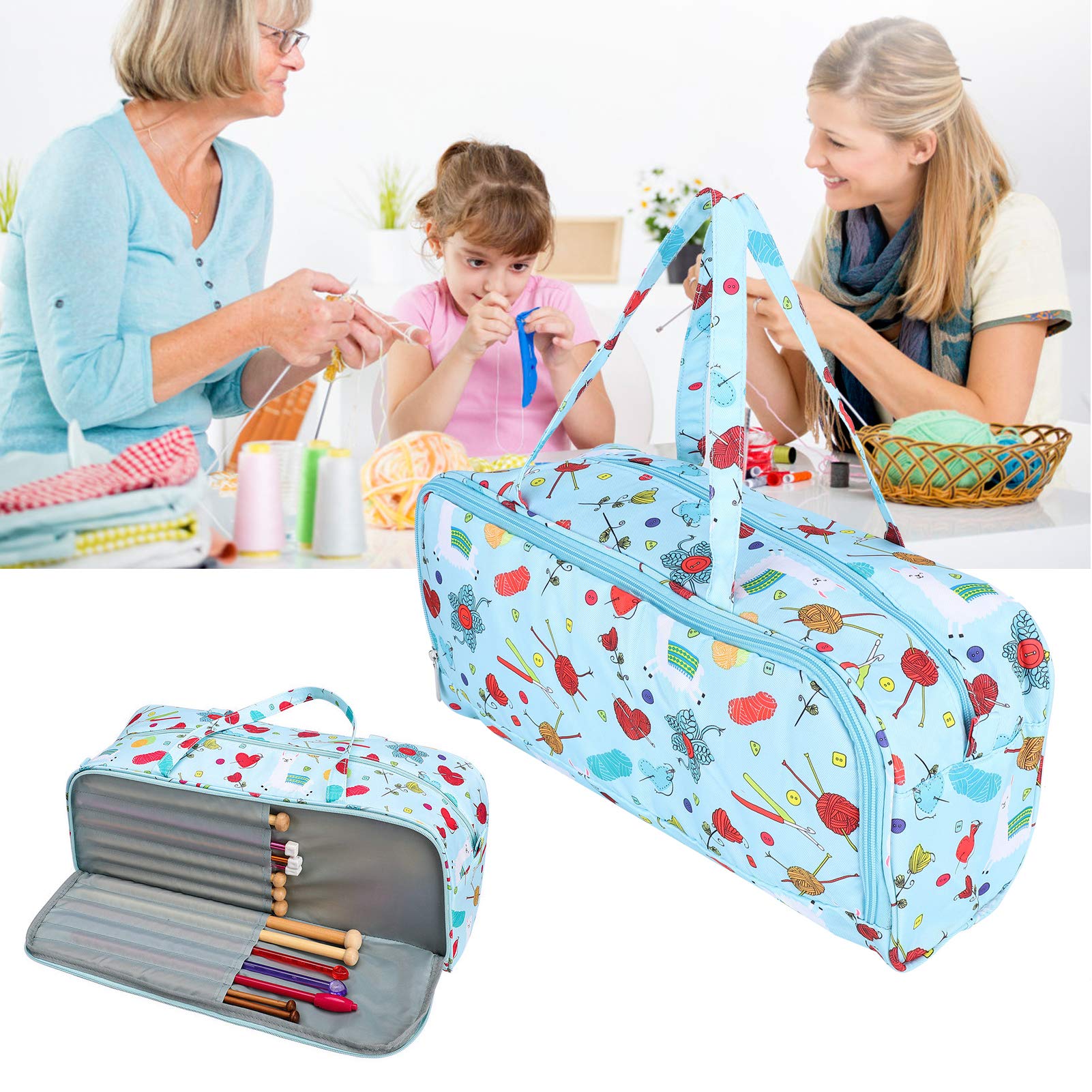 Tyenaza Borsa per Lavori a Maglia, Borsa per Riporre i Filati, Borsa a Punto Croce, Borsa per la Conservazione del Filato, Ferri da Maglia, Uncinetti e Altri Accessori, Large