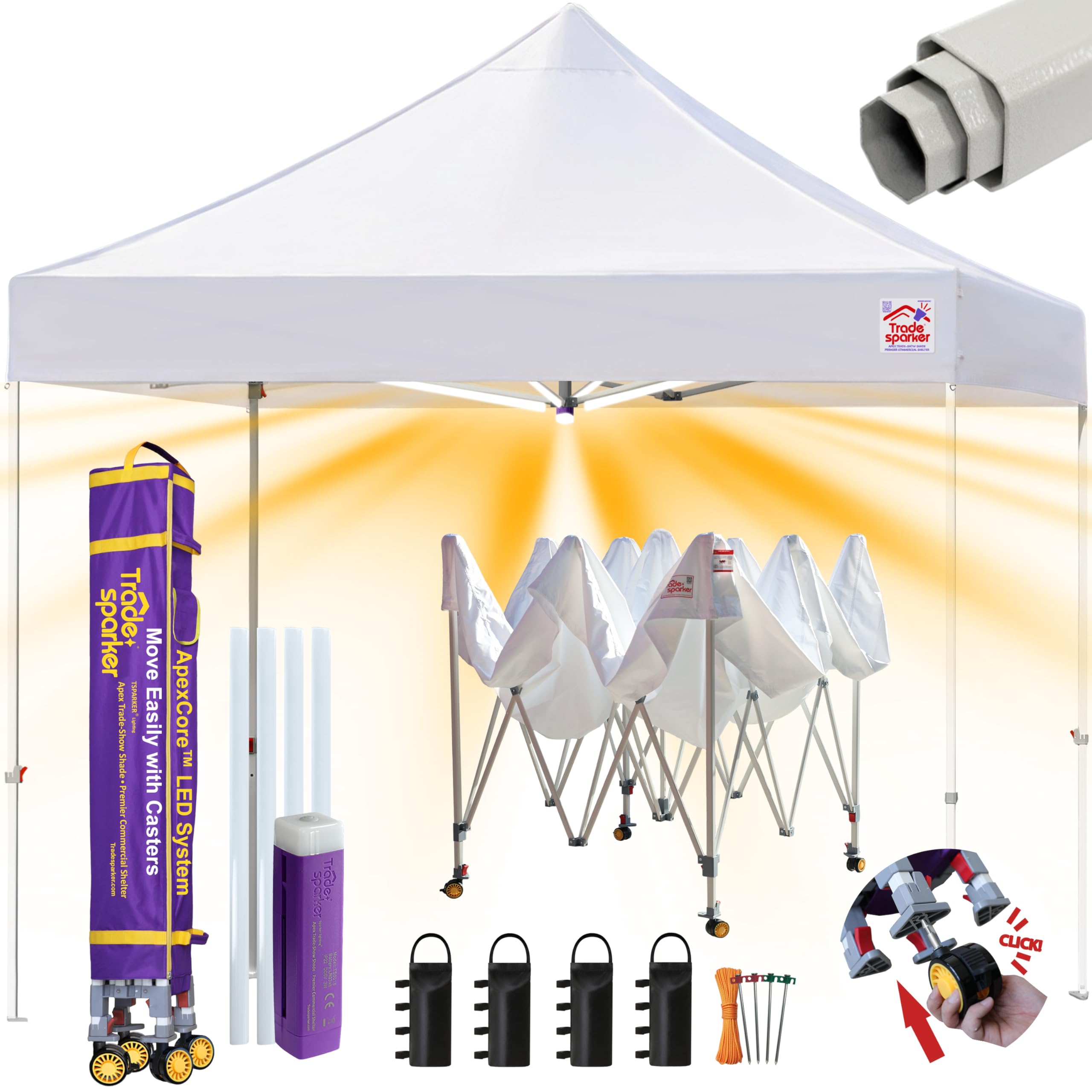Tradesparker 10x10 Pop Up Canopy with LED